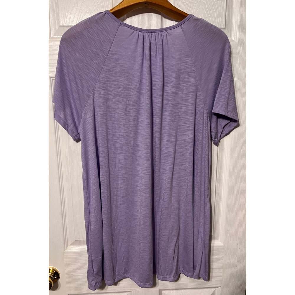 Just My Size Womens Plus Lavender‎ Floral Crochet Neck Tunic Top 4XG 26W 28W - Picture 3 of 5